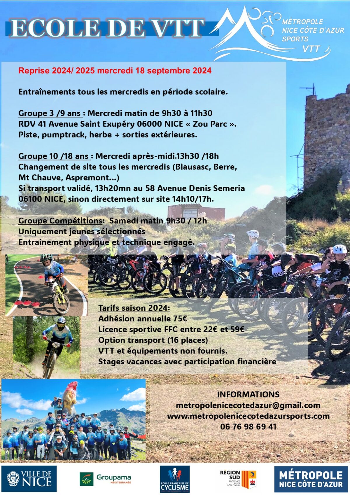 Ecole VTT reprise 2024 / 2025
